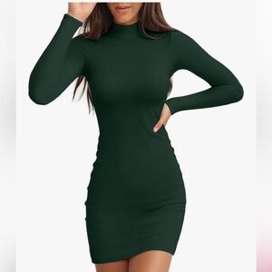 Elegant Forest Green Long Sleeve Dress